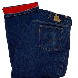 Vtg Levi Jeans Insulated 38 X 27 Orange Tag USA 39103 2517 Hemmed Workwear Lined